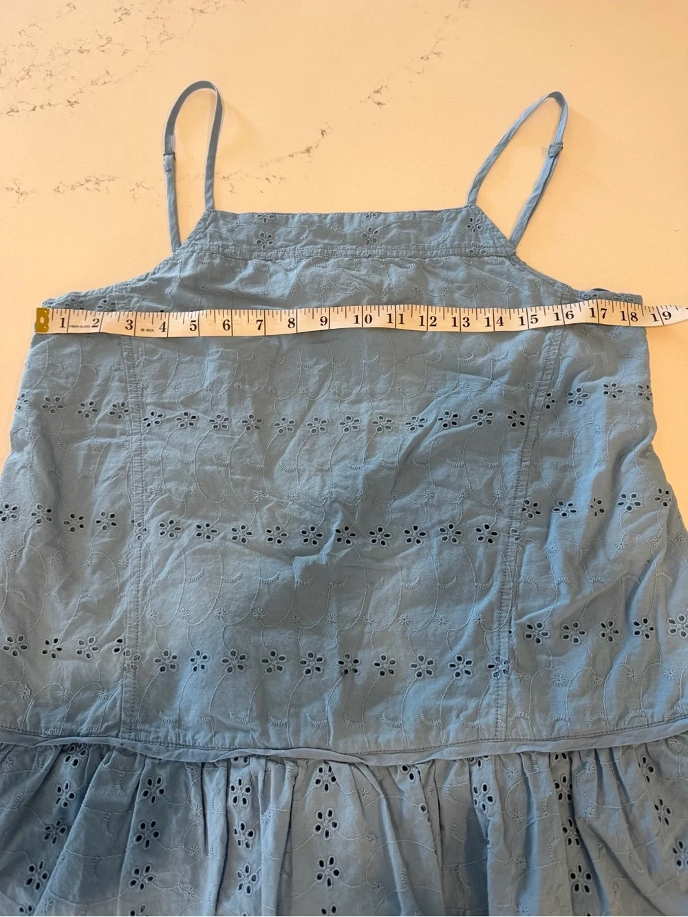 Free People Caught Up Light Blue Eyelet Cotton Tunic Minidress
